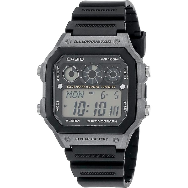 CASIO AE1300WH-8A Unisex Black Digital Watch with Black Band