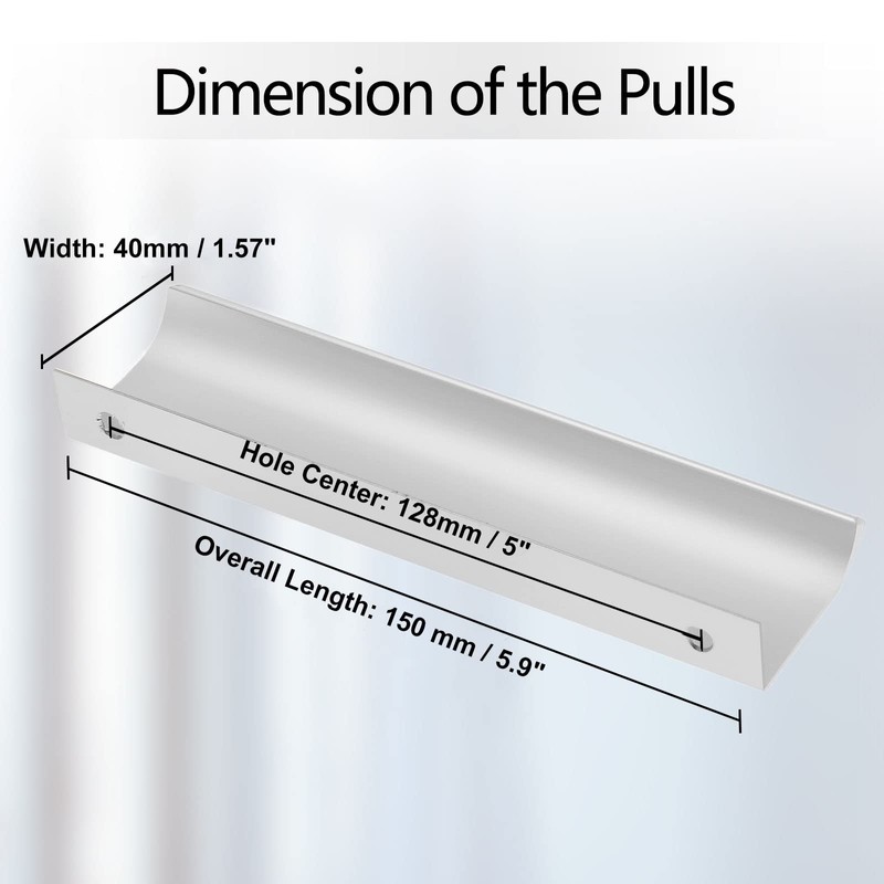 Cjueiom 6 Pack Concealed Kitchen Cupboard Handles 128mm Hole Center