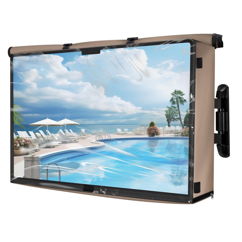 ULTCOVER Waterproof Outdoor TV Cover with Clear Front Flap for