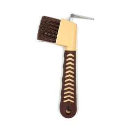 Hoof Pick for Horses Donkey Goats with Brush Gel Handle Hoof Care Scraper Picker Made of Stainless Steel (Cappuccino Mocha Beige)