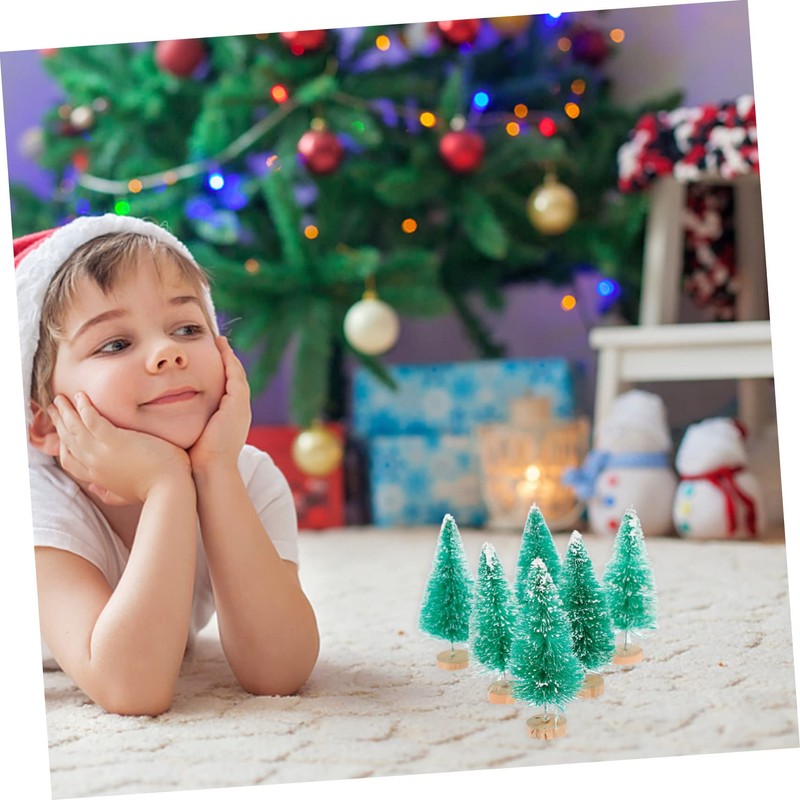 WOONEKY Realistic Mini Christmas Tree 12 Pcs Set Blue Green
