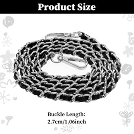MBAIYO Metal Bag Chain Strap, 47'' Wallet Chain Strap Replacement Bag Straps Purse Straps Replacement Crossbody with Buckle DIY Bags Chains Accessories(Silver)