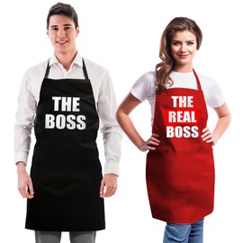 Funny Couple Aprons - Gift Ideas For Her Him - His and Her Aprons - Matching Kitchen Aprons - Couples Gifts - Birthday, Wedding, Engagement & Bridal Shower for Women and Men
