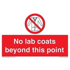 No lab coats beyond this point sign - 150mm x 100mm - A6L