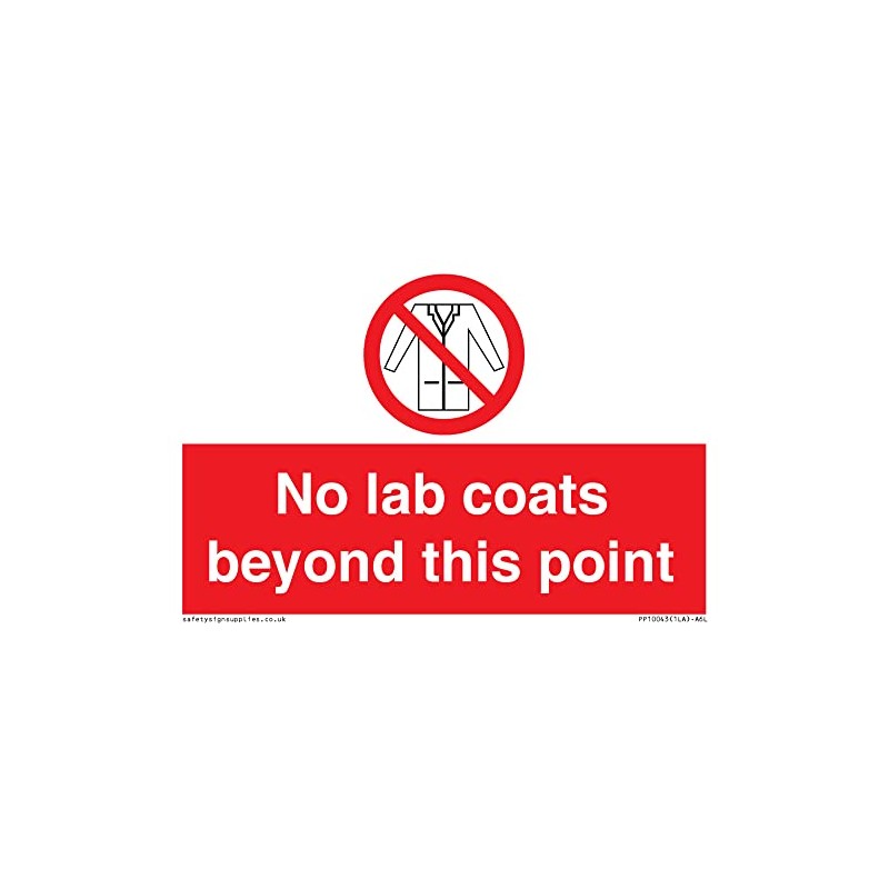 No lab coats beyond this point sign - 150mm x