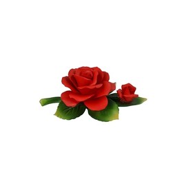 Capodimonte 7"" Inch Italian Handmade Ceramic Red Rose, AM1001