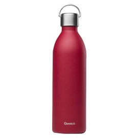 Qwetch - Water Bottle 600 ml Stainless Steel Garnet Active - Thermos Flask Made from 90% Recycled Stainless Steel - 24 Hours Cold & 12 Hours Hot - Insulated Flask, Leak-Proof, BPA-Free and Compact