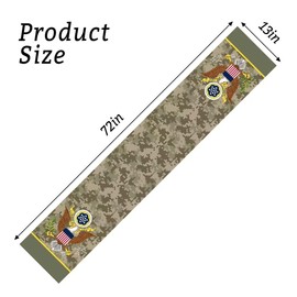 Military US Army Table Runner,Memorial Day Independence Day Veterans Day Military US Army Theme Tablecloth Kitchen Dining Table Linen for Indoor Outdoor Home Party Decor 13 x 72 Inch (Army)