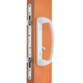 Rockwell Security Sonoma Patio Sliding Door Center Keylock Handle Set White Finish Fits 1-3/4 Inch Thick Doors with 3-15/16 Inch Screw Holes CTC