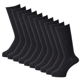 RENFRO Men's Business Socks, 10 Pair Set, Cotton Blend, Antibacterial, Deodorizing, Black, 9.8 - 11.0 inches (25 - 28 cm), Black