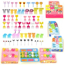 xutong 60 PCS Fruit Forks Food Picks for Kids,Comes with Card Insertion Packaging Paper,Reusable Plastic Lovely Animal Fruit Picks Cartoon Toothpicks Sticks Decor for Kids Party Bento Lunch Box