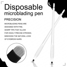 Guapa Pack of 10 - Disposable Microblading Pen With Pigment Sponge Brush, U and F Shapes For Eyebrow Makeup Microblading Supplies Kit (W-0.15-18U-Black)