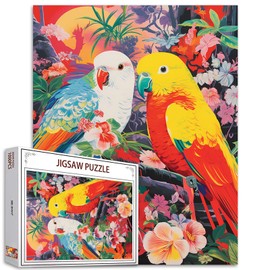 Tucocoo Abstract Birds Jigsaw Puzzle 1000 Pieces Puzzles for Adults, Jungle Parrot Wildflower Jigsaw Puzzles for Challenging Family Activity Games Colorful DIY Handwork Puzzle for Home Decor Gifts