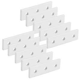 Fafeicy 10pcs Aluminum Flat Connecting Joining Plate, Flat Straight Mending Joining Plates for Reinforcing Flat Surface Joints, Fencing(2020‑3 Hole)