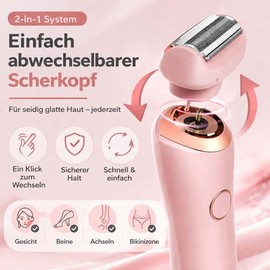 Boulina Women's Razor, 2-in-1 Glisse Pro Razor, Device Easy to Clean, Wet and Dry, Long Service Life, Waterproof, Ergonomic for Legs, Armpits and Bikini Area (Pink)