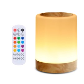 OORUN Touch Bedside Table Lamp,13 RGB Colors & 5 Brightness, USB Rechargeable Desk Lamp, Remote Control Dimmable Night Light with RGB Color Changing,Portable Lamp for Baby, Bedroom, Living Room