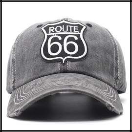 White Fang CZ187 Hat Cap Route 66 Cool, Simple, Outdoor, Casual, Men's, Women's, Black