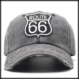 White Fang CZ187 Hat Cap Route 66 Cool, Simple, Outdoor, Casual, Men's, Women's, Black