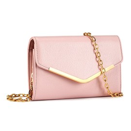Autumnwell Clutch Purse Evening Bag for Women，Pink Envelope Handbag With Detachable Chain for Wedding and Party
