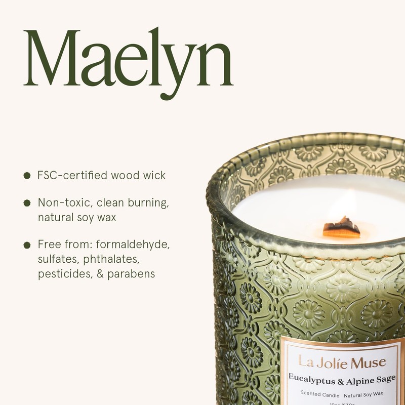 LA JOLIE MUSE Scented Candles Eucalyptus & Alpine Sage, 19