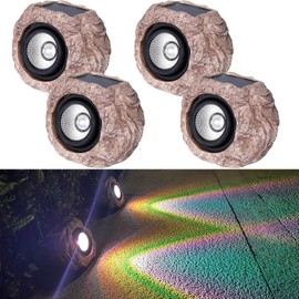 SSCDFDC Solar Rock Lights Outdoor Waterproof, 4 Pack LED Colored Garden Solar Landscape Lights, Bright Solar Lights Outdoor Solar Spot Light for Path, Yard, Patio, Lawn, Porch.
