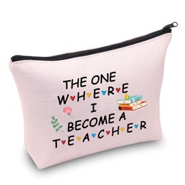 CMNIM New Teacher Gifts Makeup Bag The One Where I Become a Teacher to Be Gifts Future Teacher Gifts Teacher Cosmetic Bag Zipper Pouch Travel Bag