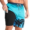 zeetoo Mens Swim Trunks with Compression Liner 5" Inseam Quick