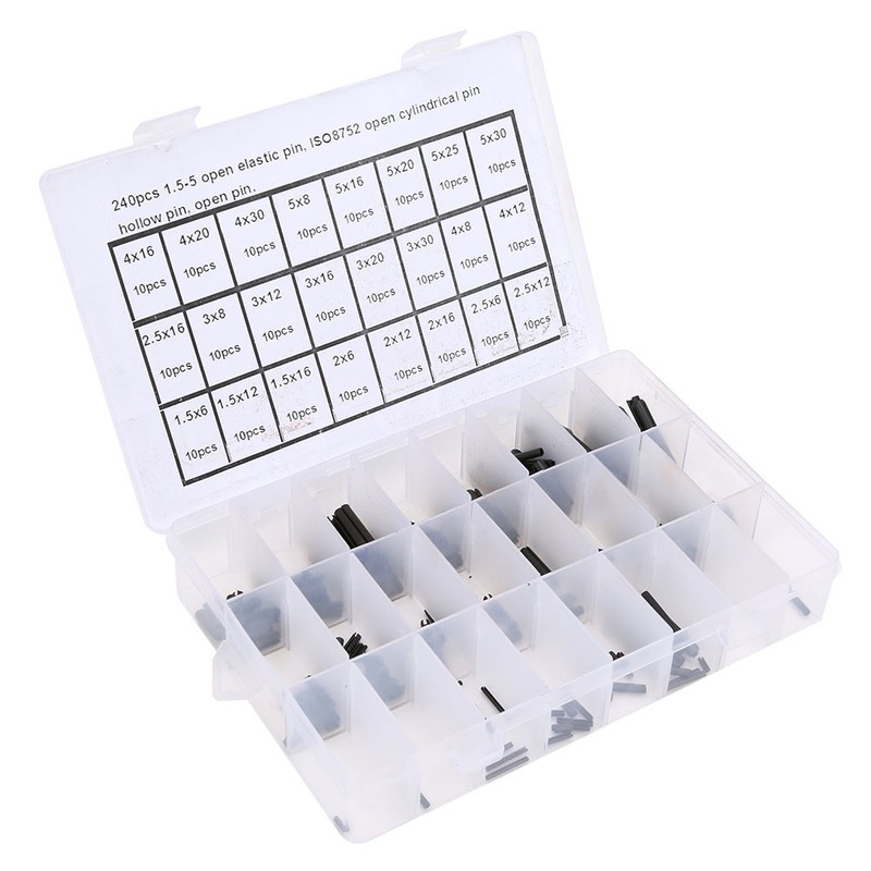 240Pcs Elastic Cylindrical Pin Carbon Steel Hollow Positioning Auxiliary Parts