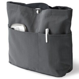 atRise Bag-In Bag, For Tote Bags, Vertical, A4, Freestanding, Storage Pouch, Small Items, Backpack, Inner Bag, Mini Bag, Lightweight, Cute (Charcoal Gray)