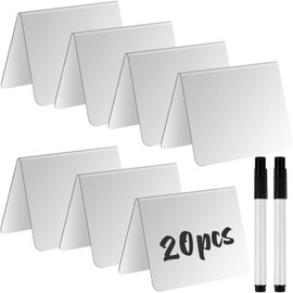 Uoeo 20 Pack Acrylic Mini Chalkboard Sign with Marker Pen Small Chalkboard Sign Tabletop Blackboard for Weddings, Parties, Message, Buffet, Bakery and Retail, 3.9 x 2.9