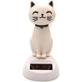 GANPUB White Cat Solar Powered Decor, Solar Shaking Cat Desktop Decoration,Solar Shaking Cat Desktop Decoration for Home Office, Decor, Solar Power Kits