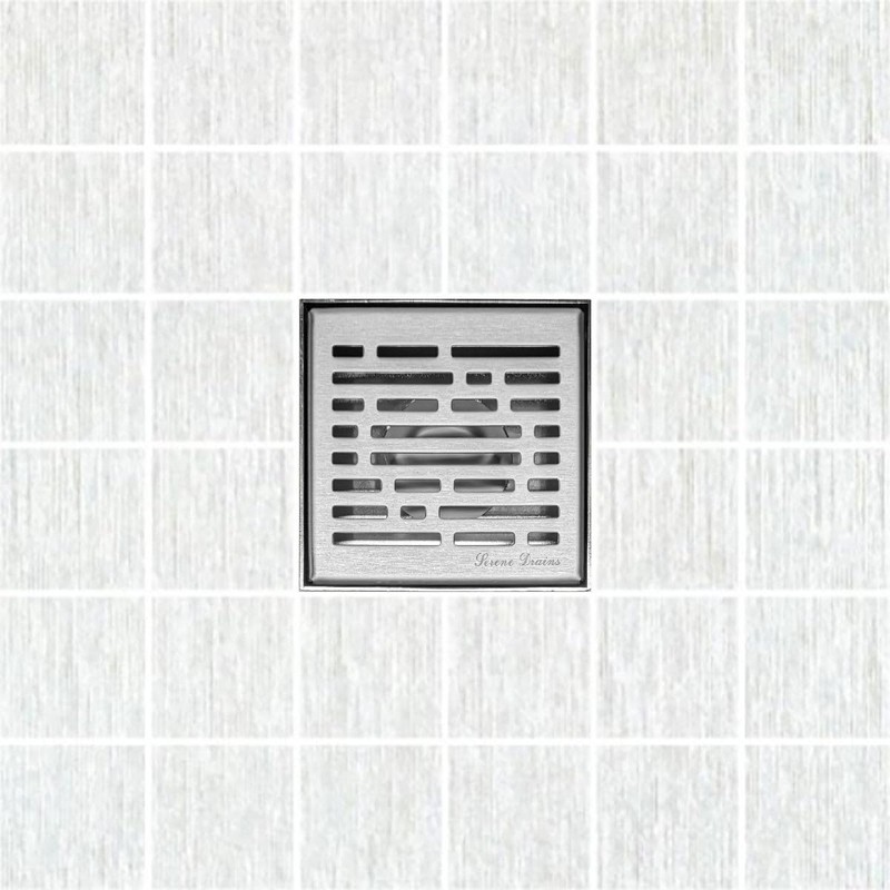 SereneDrains 304 Stainless Steel 4 Inch Brushed Nickel Square Shower