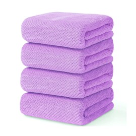 Wuwahold 4 Pack Bath Towel Set, Waffle Bath Towel Set, Microfiber Super Soft Highly Absorbent, Sturdy Quick Drying Towels for Bathroom, Gym, Sports, Yoga (4 Piece 27" x 55", 4Purple)