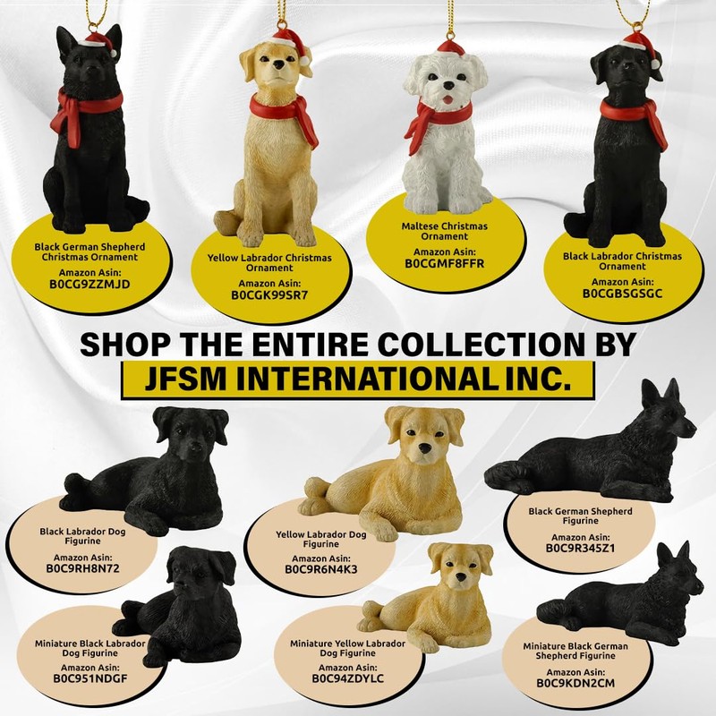 JFSM INC. 4" Mini Black German Shepherd Figurine - Black
