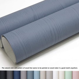 Decosarang Peel and Stick Self Contact Paper Blue Wood Self Adhesive Paper 19.6"x118" Decorative Self Adhesive Film for Furniture Wood Grain Self Adhesive Removable Wallpaper (Russian Blue Gray)
