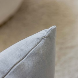 Demetex Grey Cushion Covers 45 x 45 Square Velvet Cushion Cases Soft Plush Pillowcase for Sofa Bedroom Bench Chair, Set of 2, 45x45 cm, Silver