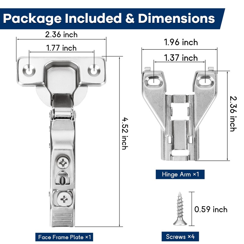 10 Pack 1/2'' Overlay Face Frame Soft Close Hidden Cabinet