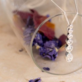 Tuscany Silver Women's Sterling Silver White Cubic Zirconia Drop Pendant on Adjustable Curb Chain Necklace of 41cm/16"-46cm/18"