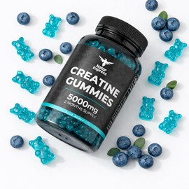 Creatine Monohydrate Gummies 5000mg – Blueberry Flavour High Strength Pre-Workout Creatine for Energy, Endurance & Muscle Performance – 2 Month Supply, 120 Vegan Gummies