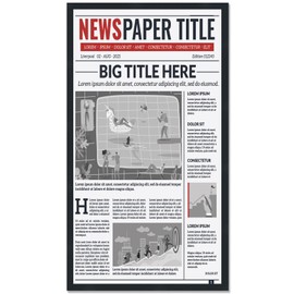 CountryArtHouse 11x22.5 Newspaper Frame - Matte Black - Wooden - Square - UV Resistant Acrylic - Wall Mount - Fits Many US Newspapers
