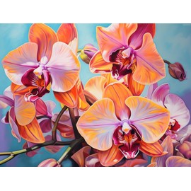 QAZWSX Orchid Flowers 5D Diamond Paint for Adults Full Drill Round Diamond Art Painting by Number Kits for Beginners Gems Cross Stitch for Wall Decor 12x16 inch
