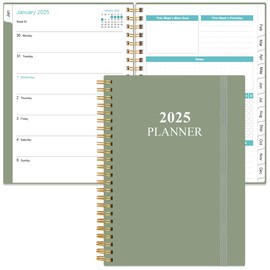 2025 Planner - A5 To Do List Planner from January 2025 - December 2025, Planner 2025 with Flexible Cover, Tabs, Inner Pocket, 6.4" x 8.5", Green