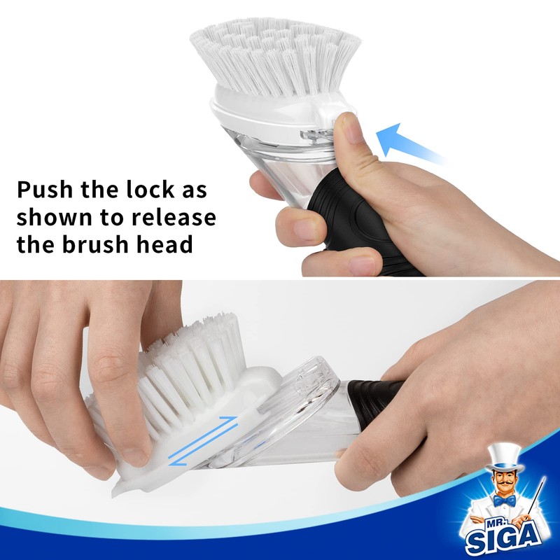 MR.SIGA Soap Dispensing Dish Brush, Kitchen Brush Refill, Pack of
