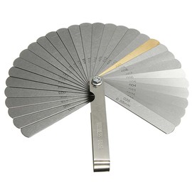 Mesee Feeler Gauge Measuring Tool, 0.04-0.88 mm Feeler Gauge Set, 32 Blades Metric/Imperial Stainless Steel Feeler Gauge, Foldable Valve Gauge, High Precision Spacer Gauge for Measuring Gap Width or