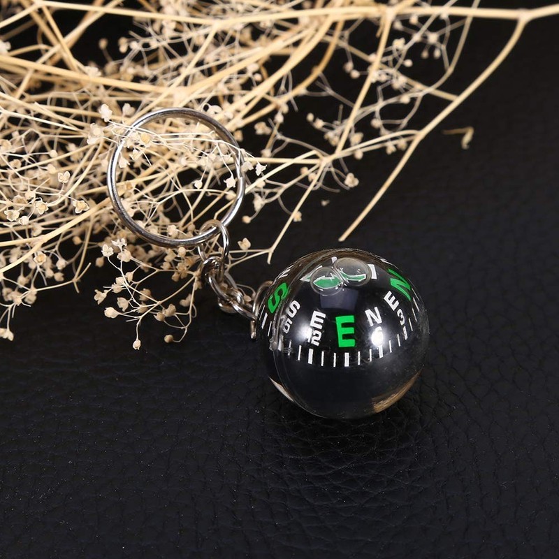 Outdoor Keyring Compass, Ball Key Fob Liquid-Filled Compass Ball Key