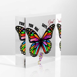 NOHSHE Acrylic Crystal Decoration Beautiful Colorful Butterfly Presents for Women Friends - Women Congratulations Presents - Presents for Mom Sister Teacher - Encouraging Presents for Women 4x4inch