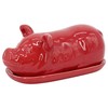 Farmyard Porky Pig Glossy Red 7 x 4 Ceramic Butter