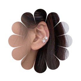 Vintage Crystal Star Ear Cuff Earrings Silver Rhinestone Cartilage Clip Earring Cz Star Cartilage Cuff Wrap Earring Minimalist No Piercing Earrings Jewelry for Women