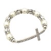 Elosee Sideways Curved Cross Stretch Bracelet (Cream)