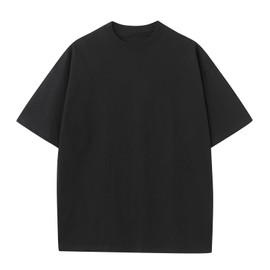 KEEPSHOWING Men's Cotton T-Shirts Oversized Unisex Short Sleeve Crew Neck Loose Basic Tops Solid Athletic Tee(Black XL)